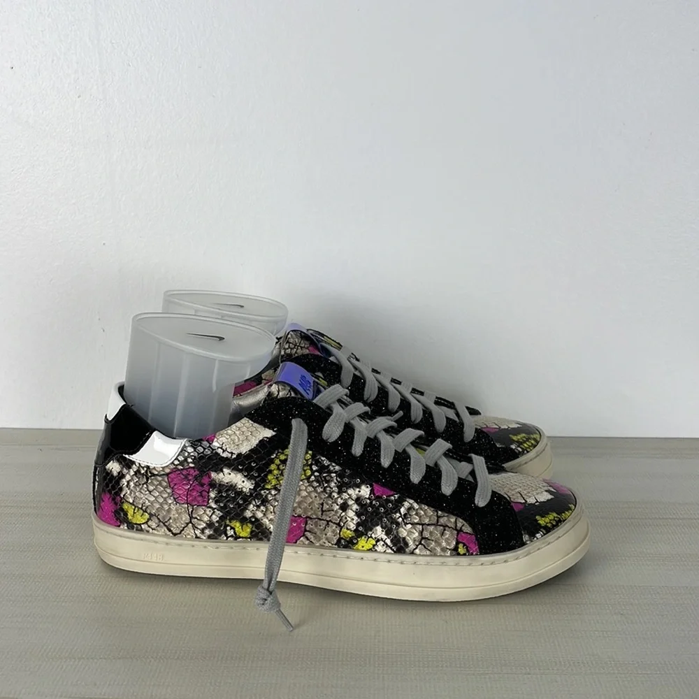 P448 women's S-21 John-W multicolor lace up snakeskin low top sneaker Size 7.5-8